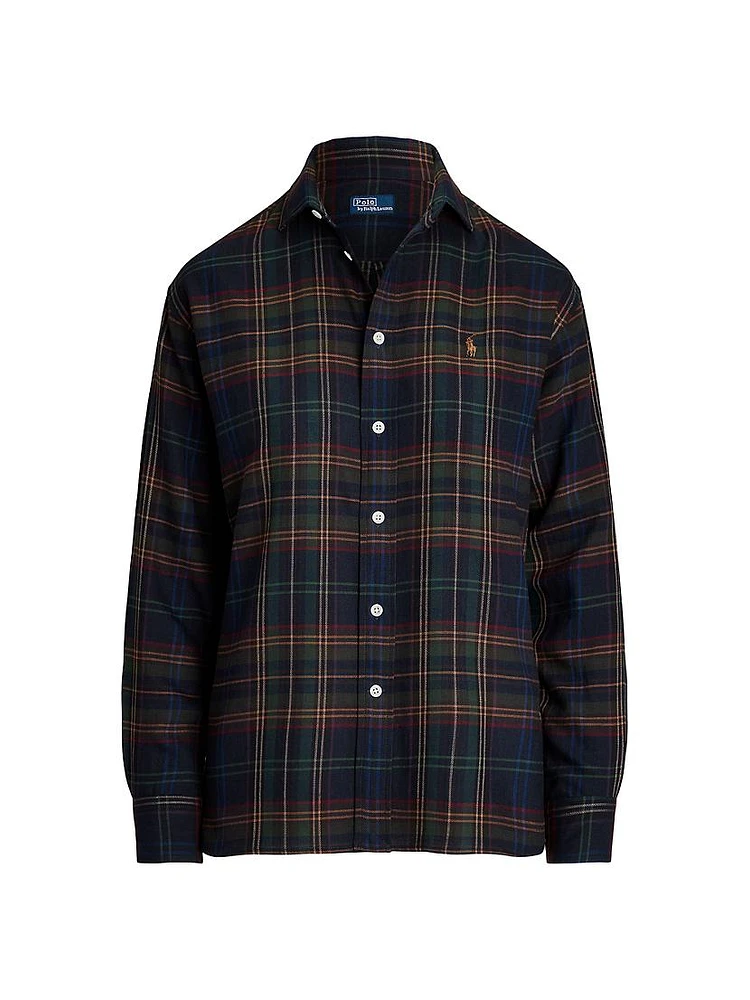 Relaxed Fit Plaid Cotton-Blend Shirt