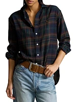 Relaxed Fit Plaid Cotton-Blend Shirt