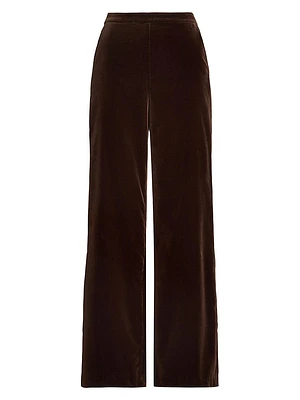 Stretch-Cotton Velvet Wide-Leg Pants