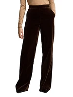 Stretch-Cotton Velvet Wide-Leg Pants