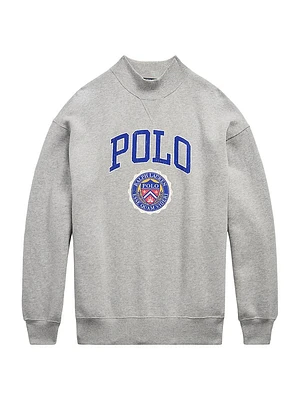 Mock Turtleneck Crest Logo Sweatshirt