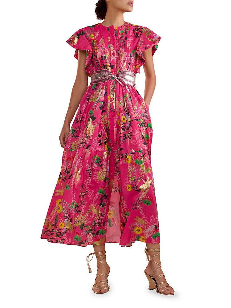 Nairobi Floral Pintuck Maxi Dress