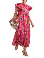 Nairobi Floral Pintuck Maxi Dress