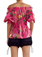 Floral Off-The-Shoulder Smocked Top