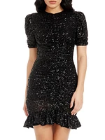 Chandler Sequin Ruffle Minidress