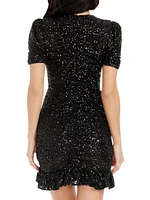 Chandler Sequin Ruffle Minidress