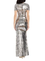 Karla Metallic V-Neck Mermaid Gown