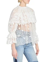 Draped Sheer Lace Top