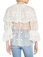 Draped Sheer Lace Top