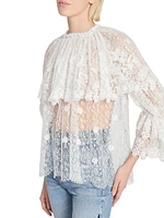 Draped Sheer Lace Top