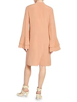 Flare-Sleeve Silk Minidress