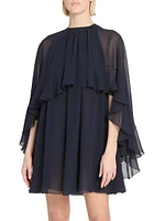 Silk Ruffle Cape Minidress