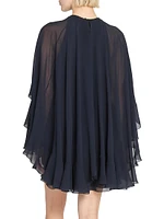 Silk Ruffle Cape Minidress