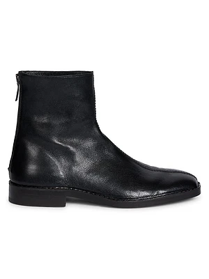Piped Leather Ankle Boots