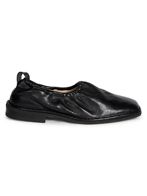 Rubber Sole Leather Loafers