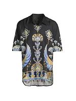Under Scarab Skies Oversized Button-Front Shirt