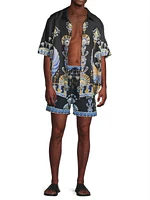 Under Scarab Skies Oversized Button-Front Shirt