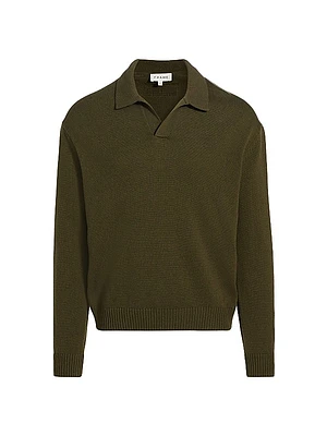 Wool-Silk Polo Sweater