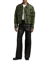 Textured Leather Baggy Straight Pants
