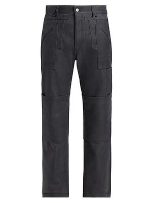 Leather Straight-Fit Utility Pants