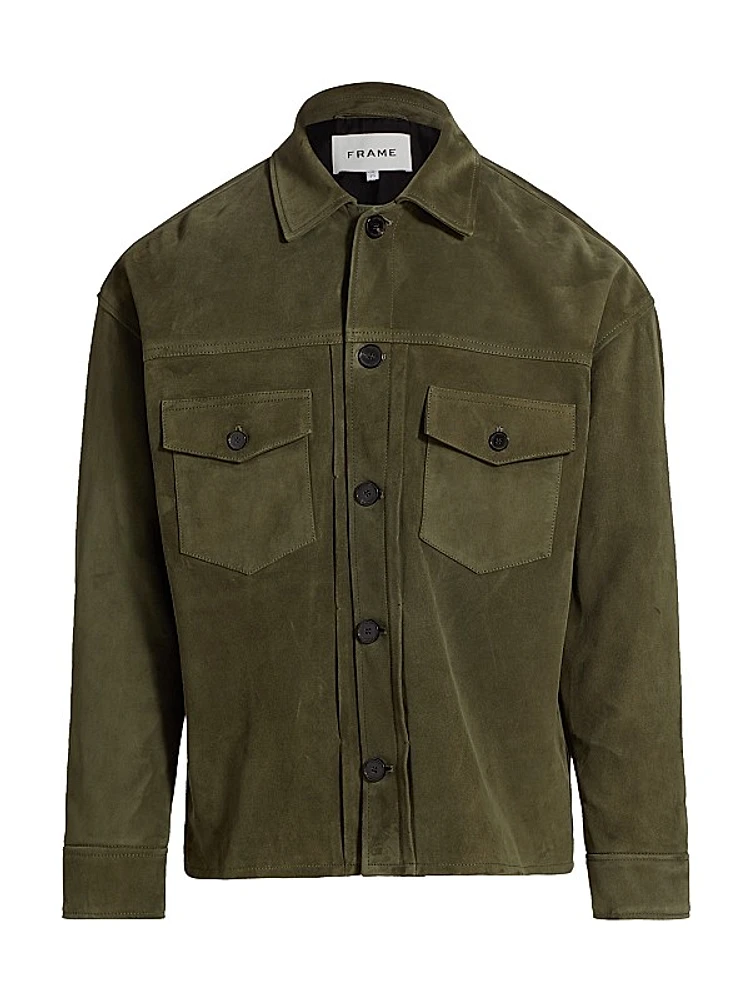 Suede Button-Front Jacket