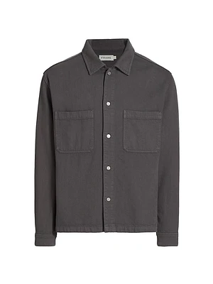 Textured Terry Double Pocket Relaxed Shirt