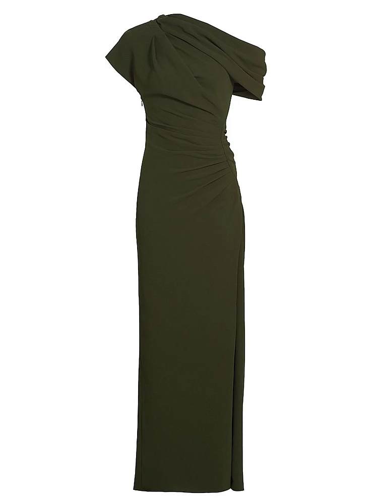 Kally One-Shoulder Draped Midi-Dress