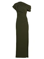 Kally One-Shoulder Draped Midi-Dress