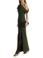 Kally One-Shoulder Draped Midi-Dress