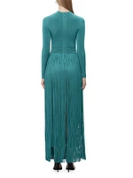 Sloane Mock Turtle Neck Fringe Gown