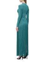 Sloane Mock Turtle Neck Fringe Gown