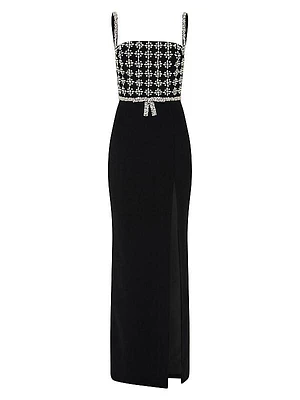 Rina Crystal-Embellished Crepe Gown