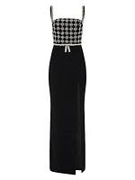 Rina Crystal-Embellished Crepe Gown