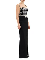 Rina Crystal-Embellished Crepe Gown