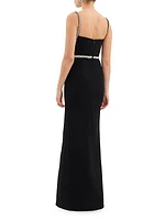 Rina Crystal-Embellished Crepe Gown