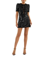 Diana Sequin-Embellished Lace Bow Minidress