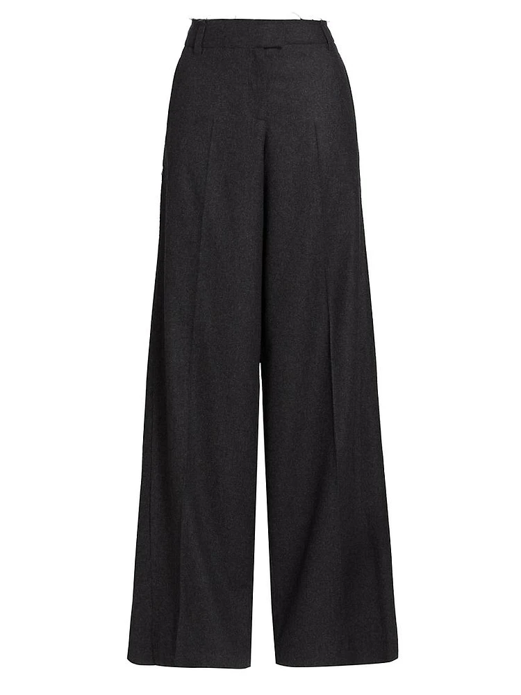 Wool Crepe Low-Rise Pants