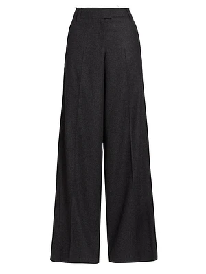 Wool Crepe Low-Rise Pants
