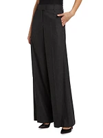 Wool Crepe Low-Rise Pants