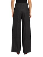 Wool Crepe Low-Rise Pants