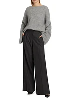 Wool Crepe Low-Rise Pants