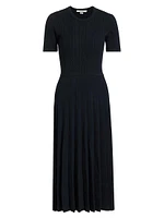 Cable-Knit Pleated Midi-Dress