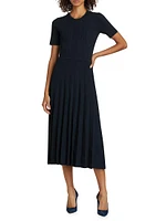 Cable-Knit Pleated Midi-Dress