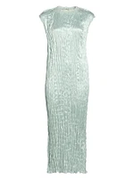 Pleated Hammered Satin Dress