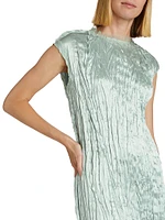 Pleated Hammered Satin Dress