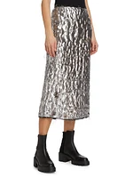 Metallic Jacquard Midi-Skirt