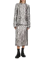 Metallic Jacquard Midi-Skirt