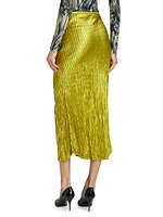 Pleated Hammered Satin Skirt