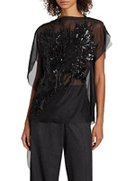 Organza Floral Embroidered Top