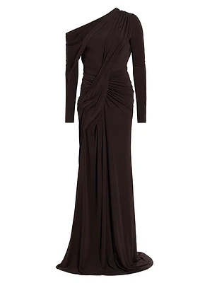 One-Shoulder Draped Gown